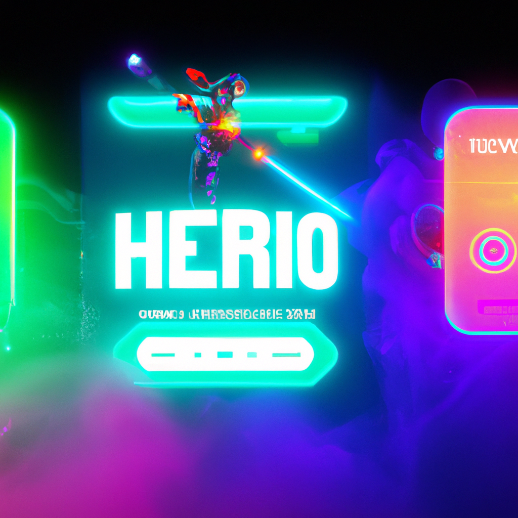 ArcadeAtlas landing hero — neon stylized gameplay montage